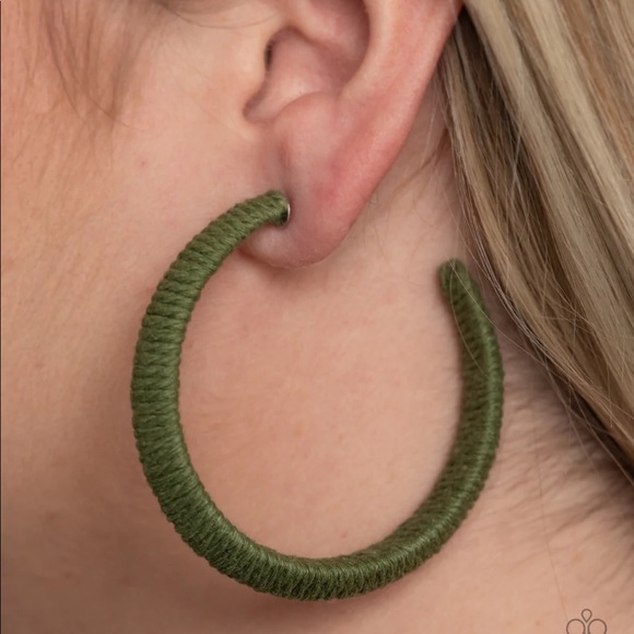 TWINE and Dine - Green Hoop Earrings - Paparazzi